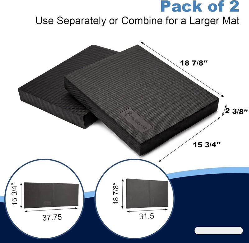 StrongTek Extra Wide Foam Balance Pad for Physical Therapy, 19" X 15.8" X 2.4", High-Density TPE Foam Pad for Exercise, Enhanced Stability, Core Strength, Non-Slip & Water-Resistant, for Fitness, Yoga - Image 2